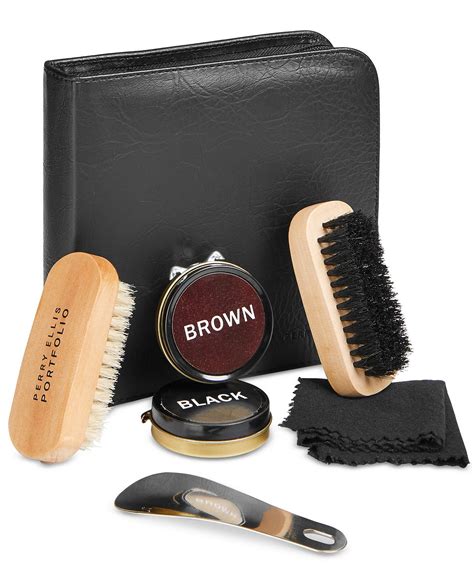 Perry Ellis Portfolio Leather Portfolio Five Piece Shoe Shine Gift Kit ...