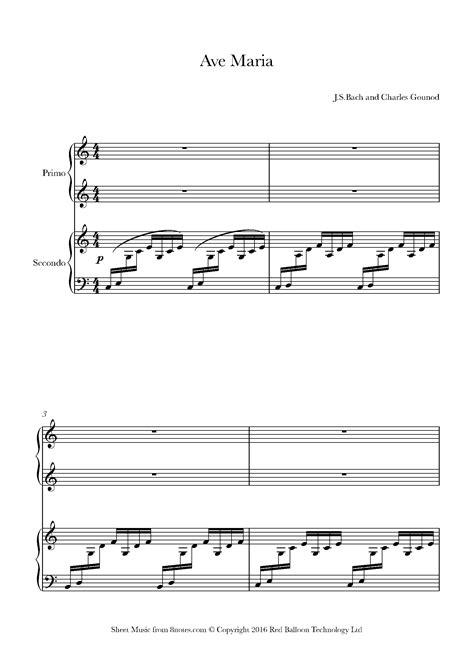 Gounod - Ave Maria Sheet music for Piano Duet - 8notes.com
