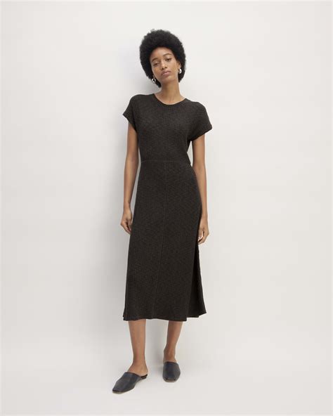 The Rib-Knit Cap-Sleeve Midi Dress | Black – Everlane