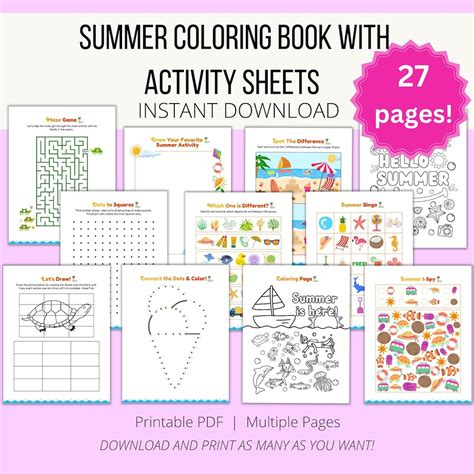 Summer Activity Sheets for Kids, Printable Kids Activity Sheets, Summer ...