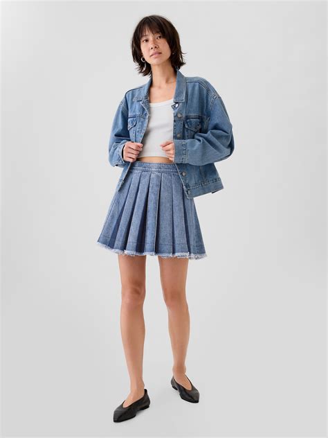 Pleated Denim Mini Skirt | Gap