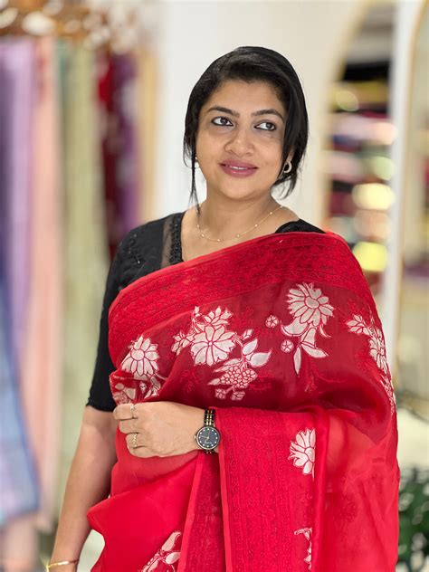 Floral Applique Work Detailed Organza Saree | MM446 – Aham Designer ...
