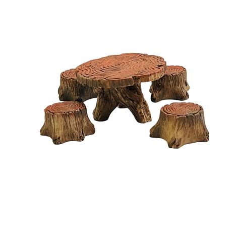 Moira Miniature Wooden Table and Stumps Set, 5 Pieces, Tree Trunk ...