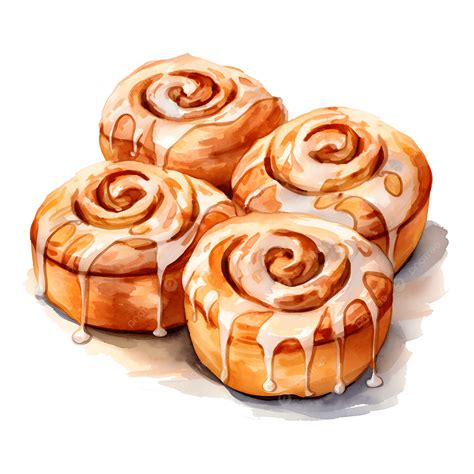 Watercolor Delicious Cinnamon Roll Generative Ai, Cinnamon Roll ...