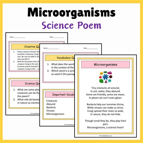 Microorganisms | Science Poem Reading Comprehension Activity ...