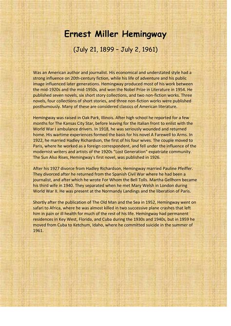 Ernest miller hemingway | PDF