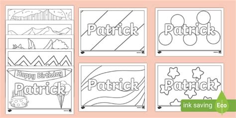 Patrick Name Simple Colouring Activity Sheet (teacher made)