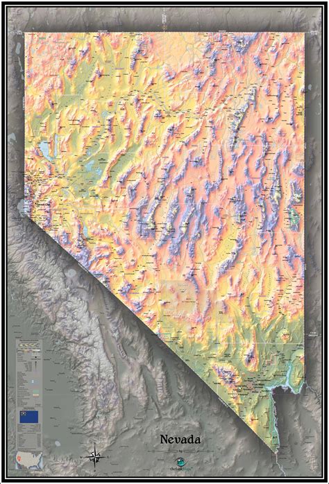 Nevada Physical Wall Map by Outlook Maps - MapSales