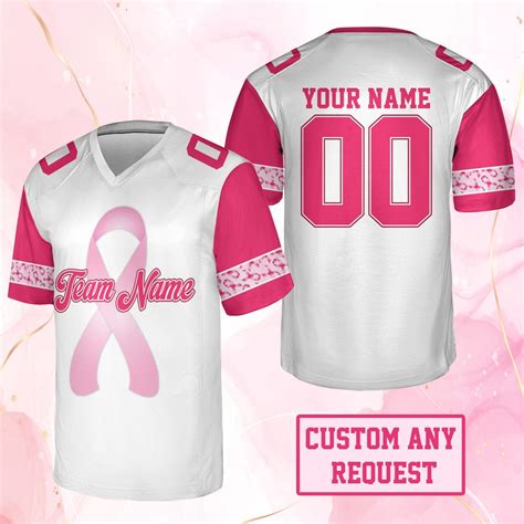 Personalized Name Breast Cancer Football Jersey, Pink Ribbon Breast ...
