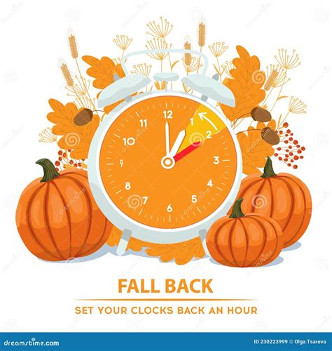 Daylight Saving Time Ends Concept. Clock Backward Vector Illustration ...