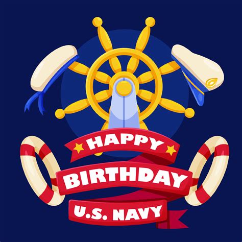Happy Birthday U.S. Navy, ship's rudder and sailor's hat 12579797 ...