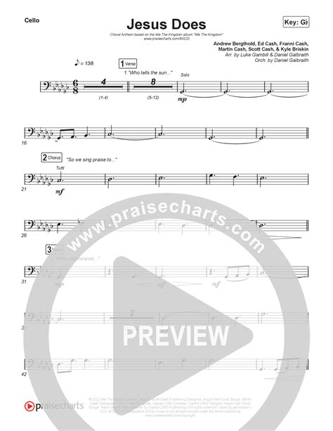Jesus Does (Choral Anthem SATB) Cello Sheet Music PDF (We The Kingdom ...