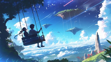 1920x1080 Resolution Swinging Couple HD Anime Landscape 1080P Laptop ...
