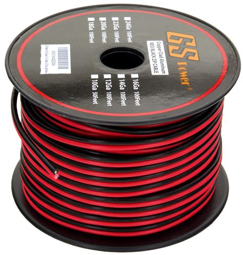 GS Power 18 Ga Gauge 200 Feet CCA Copper Clad Aluminum Red/Black Bonded ...