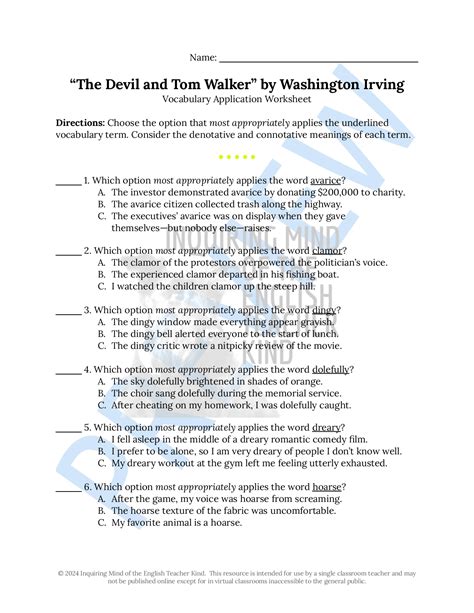 Free the devil and tom walker worksheet answers, Download Free the devil and tom walker ...