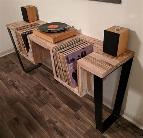 I designed and built a wood and steel record player table #handmade # ...