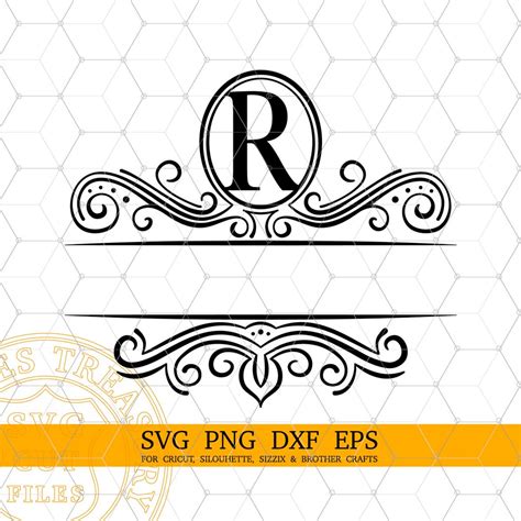 Split Letter R Monogram Svg, Fancy Flourish Letter Svg, Split Last Name Frame, Laser Engraving ...