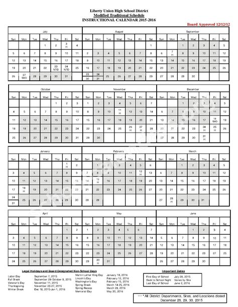 Liberty Union High School District Calendars – Brentwood, CA