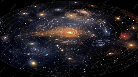 Premium AI Image | A detailed map of the known universe showing major galaxies