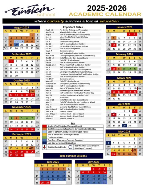 Academic Calendar - The Einstein School