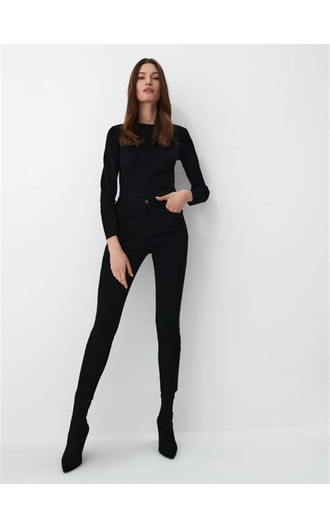 Jeansy skinny z lampasem Kolor czarny - MOHITO - 9694R-99J