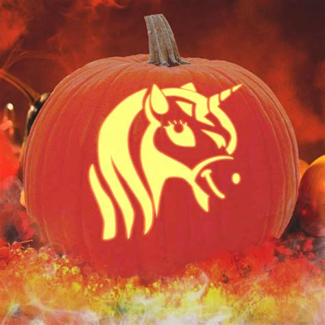 15 Unicorn Pumpkin Carving Patterns -Free - Artsy Pretty Colors