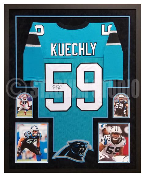 Luke Kuechly Autographed Framed Panthers Blue Jersey - The Stadium Studio