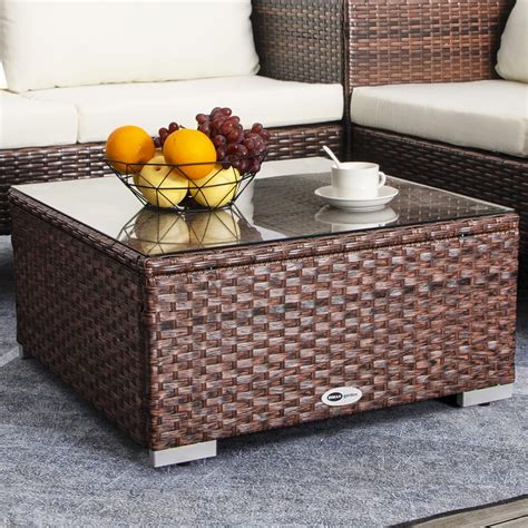 Outdoor Coffee Table for Patio Table Wicker Patio Coffee Table Lawn ...