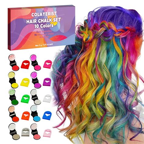 Amazon.com: COLAYERIST Hair Chalk for Girls Washable, 10PCS Temporary ...
