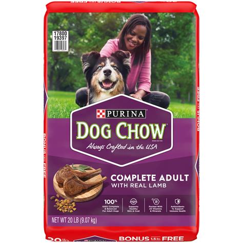 Purina Dog Chow Real Lamb Dry Dog Food Complete Adult, 20 lb Bag ...