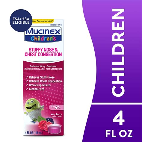 Mucinex Children's Stuffy Nose & Chest Congestion Relief, Kids Medicine ...