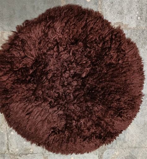 Babymoon Round Wool Flokati Fur Blanket | Photoshoot Props | Brown ...