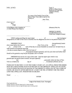 Fillable Online courts state ny D.R.L. 116(2) Form 11 (Order to Show ...