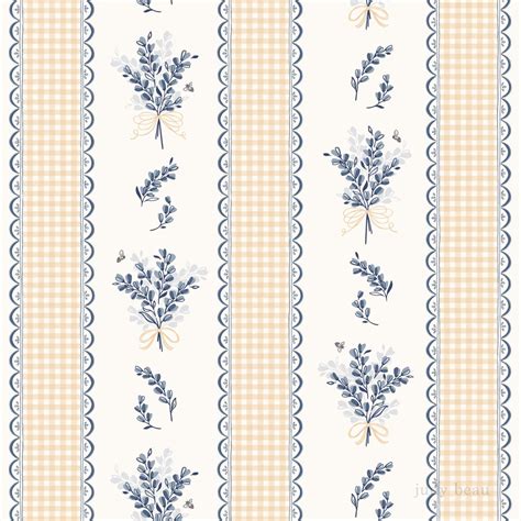 Posey - Sweet Gingham and Flower Stripe - Wallpaper or Textile - Judy ...