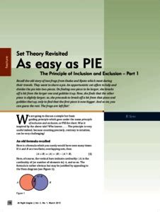 Set theory revisited as easy as pie the principle of inclusion and ...