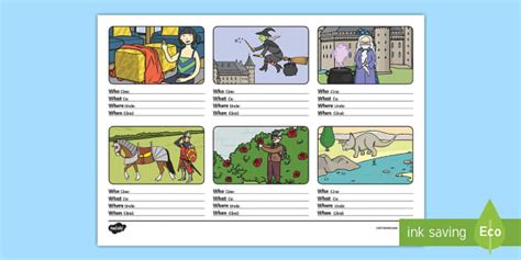 Who, What, Where, When Sentence Building Worksheet / Worksheet