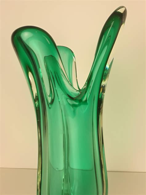Large Emerald Green Murano Swung Vase, Italy, 1960s at 1stDibs | green ...