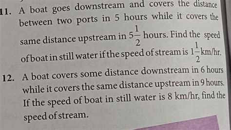 A boat goes downstream and covers the distance between two ports in 5 ...