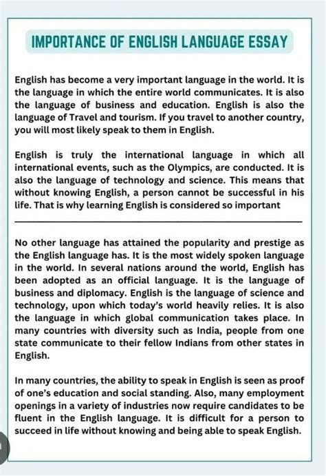Importance of learning English paragraph - Brainly.in