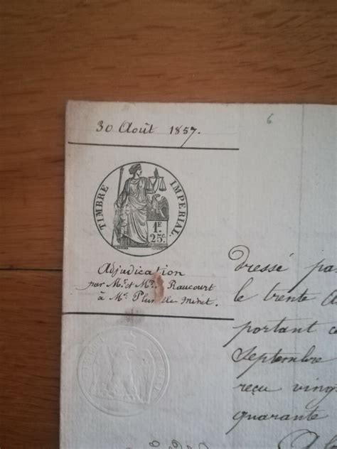 30/08 1857 acte notarié Adjudication Cyprien Claude | Ubuy India
