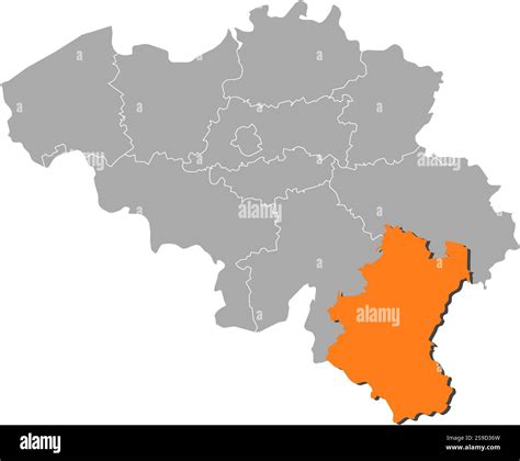 Map of Belgium with the provinces, Luxembourg is highlighted by orange Stock Vector Image & Art ...