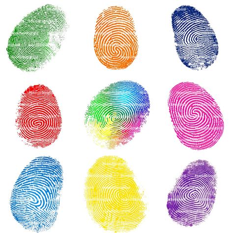 9 Color Fingerprint Clipart, Digital Download, Printable Watercolor ...