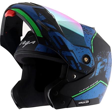 Vega Crux Dx Flip-Up Dull Black Blue , Size: M(57-58 cm) : Amazon.in ...