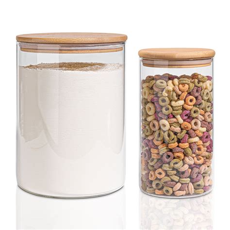 Buy ComSaf Glass Jars with Airtight Bamboo Lid 101 Oz37 Oz, Glass Food ...