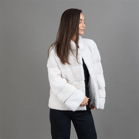 White short mink fur jacket | Exceptional fur quality | eFurs