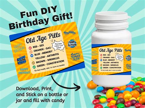 Old Age Pills | Printable Label | Over the Hill | Gag Gift | Funny Gift ...