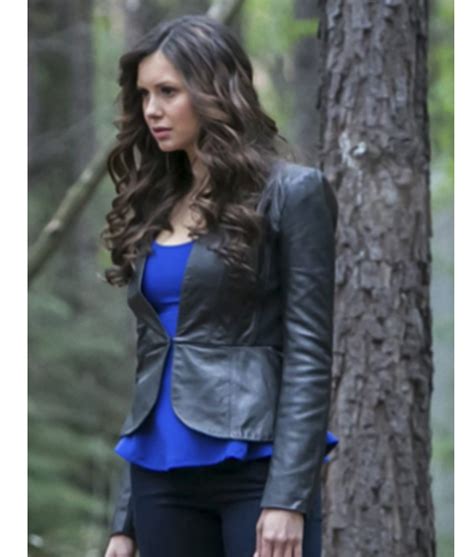 Nina Dobrev Vampire Diaries S04 Elena Gilbert Leather Blazer