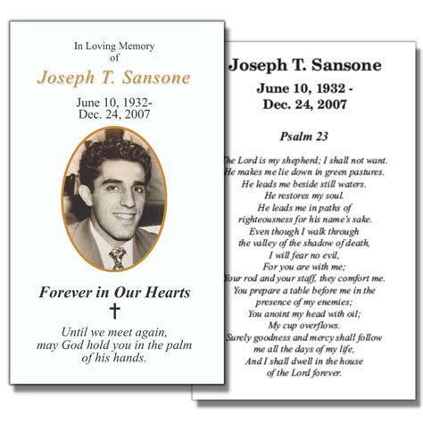 Funeral Prayer Cards at Jesse Banks blog