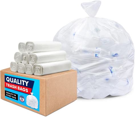 Amazon.com: 55 Gallon Clear Trash Bags, (50 Bags w/Ties) Large Clear ...