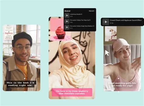 Add audio to video of a smiling woman, with a choice between different language audio such as Englis